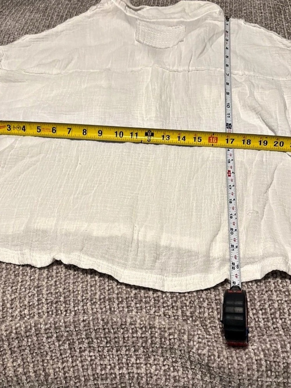 POL Waffle K and Double Gauze Button Down Top White Large - Picture 6 of 6